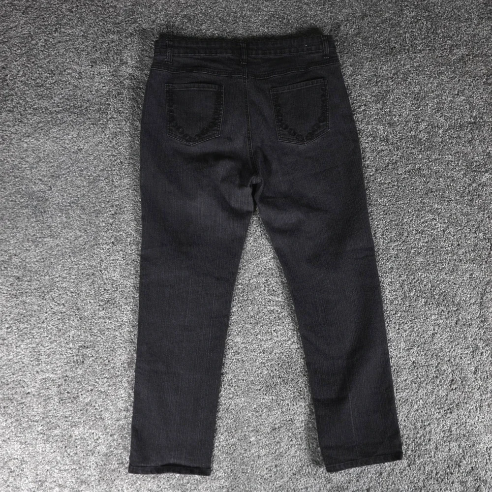 COS Jeans Women's Size 14 Black Embroidered Rhinestone Straight Leg Jeans